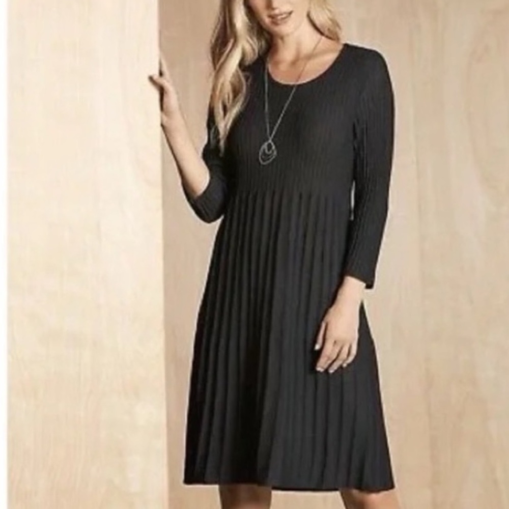 Eileen Fisher Dark Gray Ribbed Wool Dress Size Petite Small